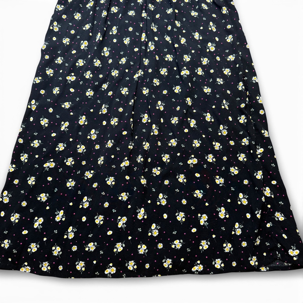 Ultra Flirt Daisy Floral Button‎ Front Midi Skirt Black Rayon Womens M Spring - Picture 10 of 11